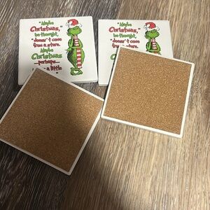 4pc grinch ceramic coaster set